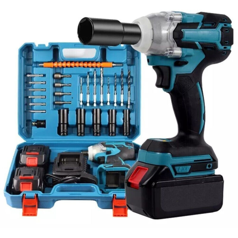 foto del prodotto trade shop traesio - avvitatore impulsi svita avvita bulloni doppia batteria 20v 5ah + 25 accessori -