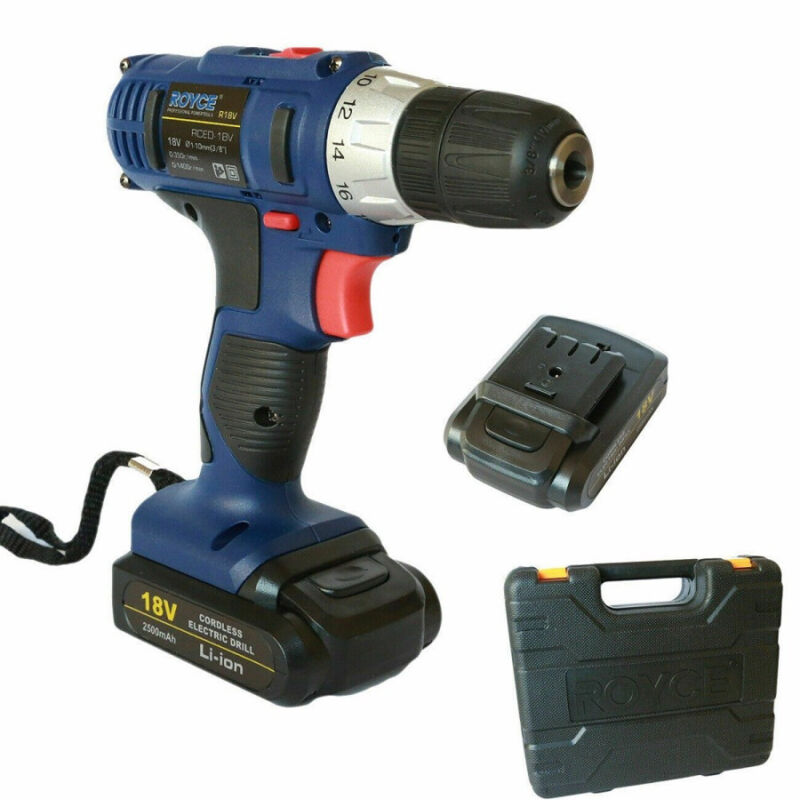 foto del prodotto trade shop traesio avvitatore trapano a batteria 18v 2 batterie litio ricaricabile in valigetta 