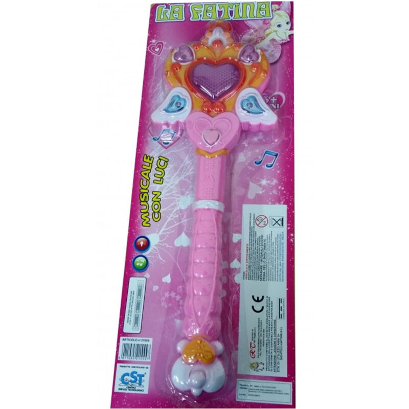 foto del prodotto trade shop traesio bacchetta scettro rosa principessa fatina elsa sailor luci suoni cuore bambine 
