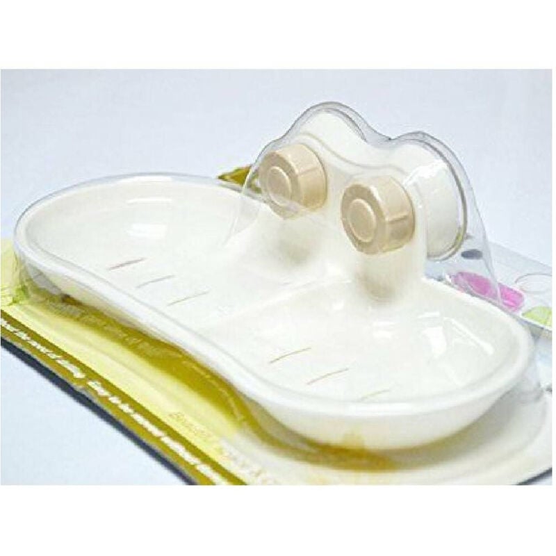 foto del prodotto trade shop traesio bagno plastica mensola doccia porta 2 sapone attacco a ventosa 