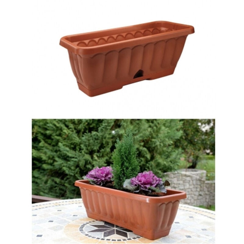 foto del prodotto trade shop traesio - balconetta fioriera rettangolare 60x17x20 cm vaso in plastica cassetta sottovaso -