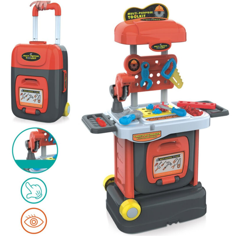 foto del prodotto trade shop traesio banco attrezzi giocattolo bambini con sega funzionante richiudibile in trolley 