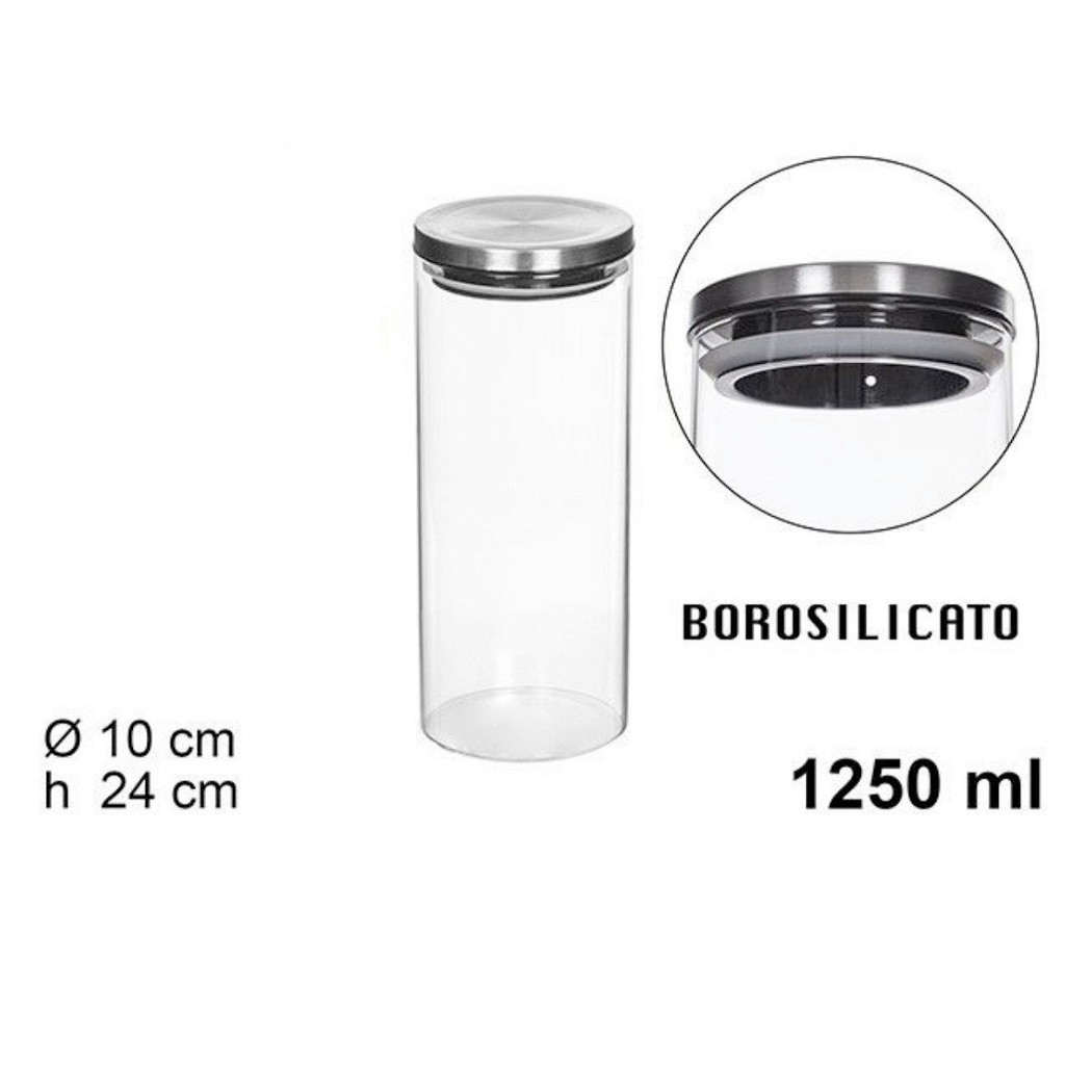 foto del prodotto trade shop traesio barattolo 1250 ml sottovuoto alimenti in vetro trasparente cereali snack cucina 