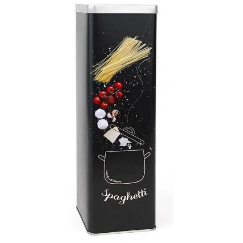 foto del prodotto trade shop traesio barattolo contenitore in metallo privilege nero 9 x 9 x 30 cm accessorio cucina 