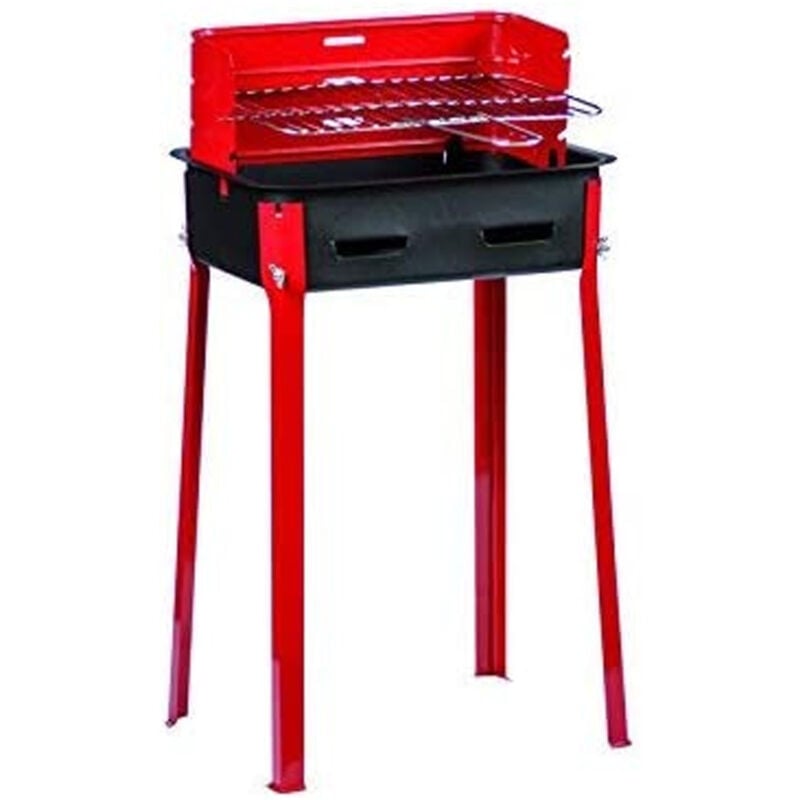 foto del prodotto trade shop traesio barbecue a carbone carbonella bbq grill metallo con paravento griglia 25x35cm 