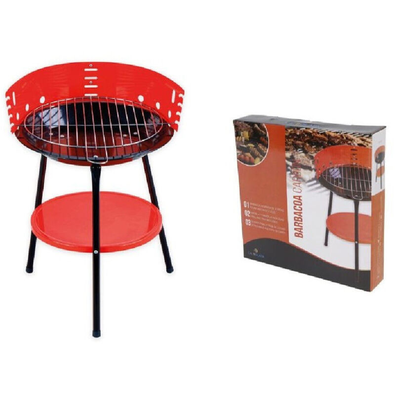 foto del prodotto trade shop traesio barbecue a carbone carbonella bbq grill metallo con paravento griglia 36x53.5cm 