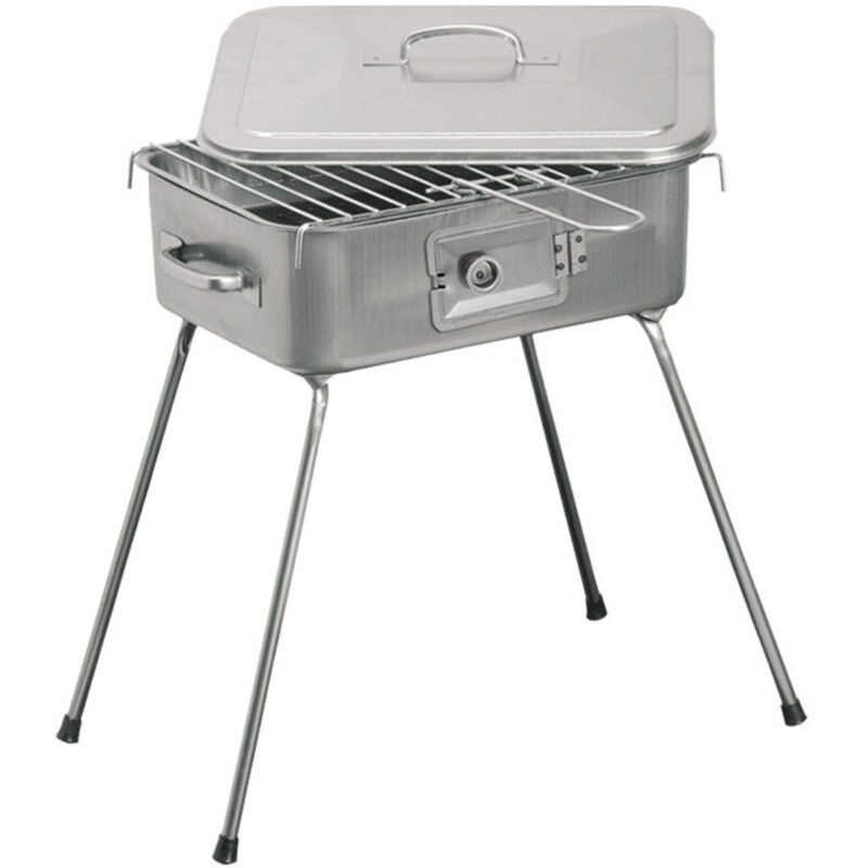 foto del prodotto trade shop traesio barbecue con griglia fornacella brace a carbone carbonella piedi pieghevoli 