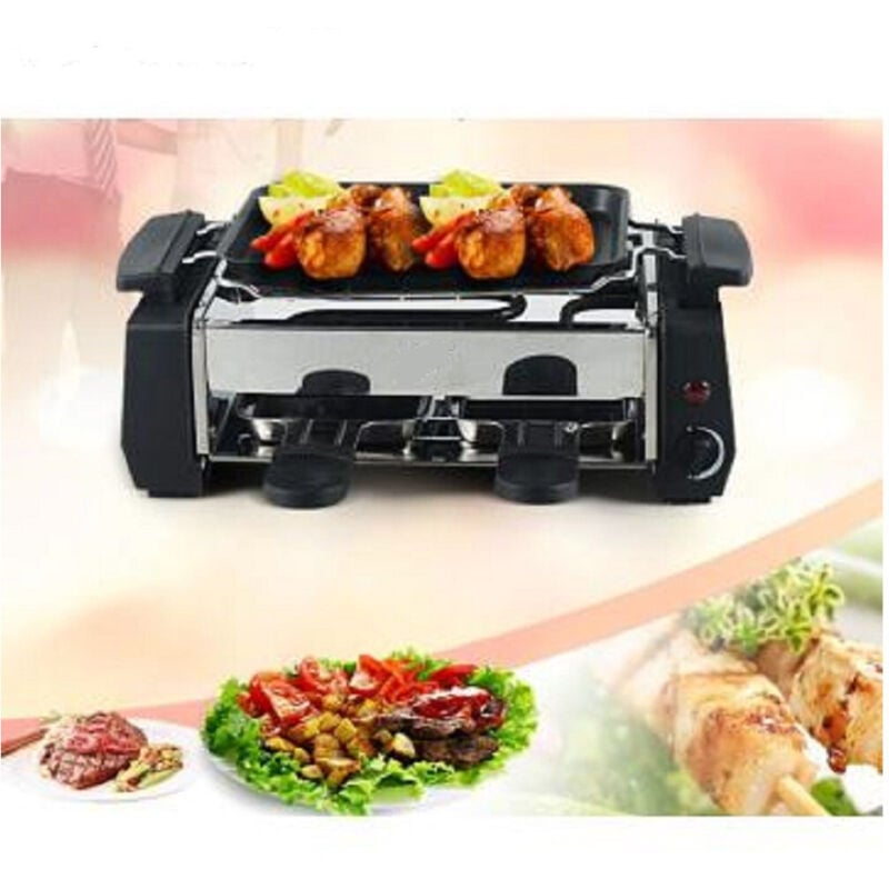 foto del prodotto trade shop traesio barbecue elettrico grill da tavolo campeggio 2 vaschette 1000 watt 1000w hy9098 