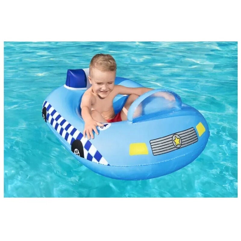 foto del prodotto trade shop traesio barchetta auto della polizia azzurro con altoparlante incorporato 97x74cm 34153 