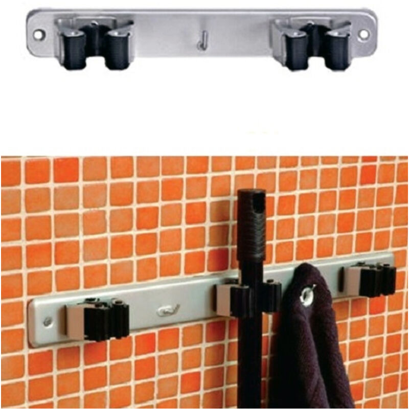 foto del prodotto trade shop traesio barra portascope 2 posti magic holder sostegno murale appendiscope fissaggi muro 