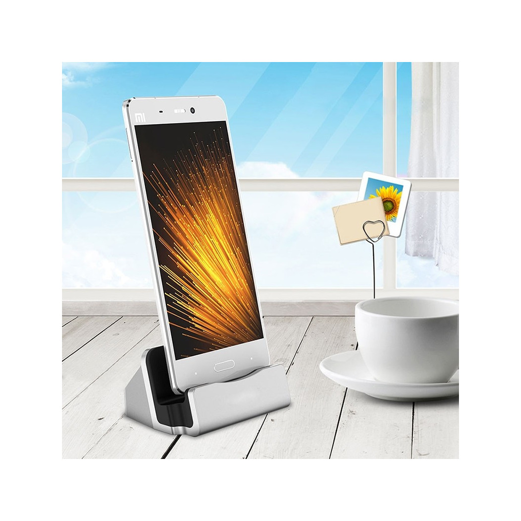 foto del prodotto trade shop traesio base dock caricabatterie x attacco micro usb supporto tavolo ricarica e sync 
