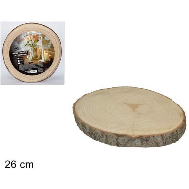 foto del prodotto trade shop traesio base tronco legno naturale decorativa disco per ornamento diametro 26 cm rotondo 