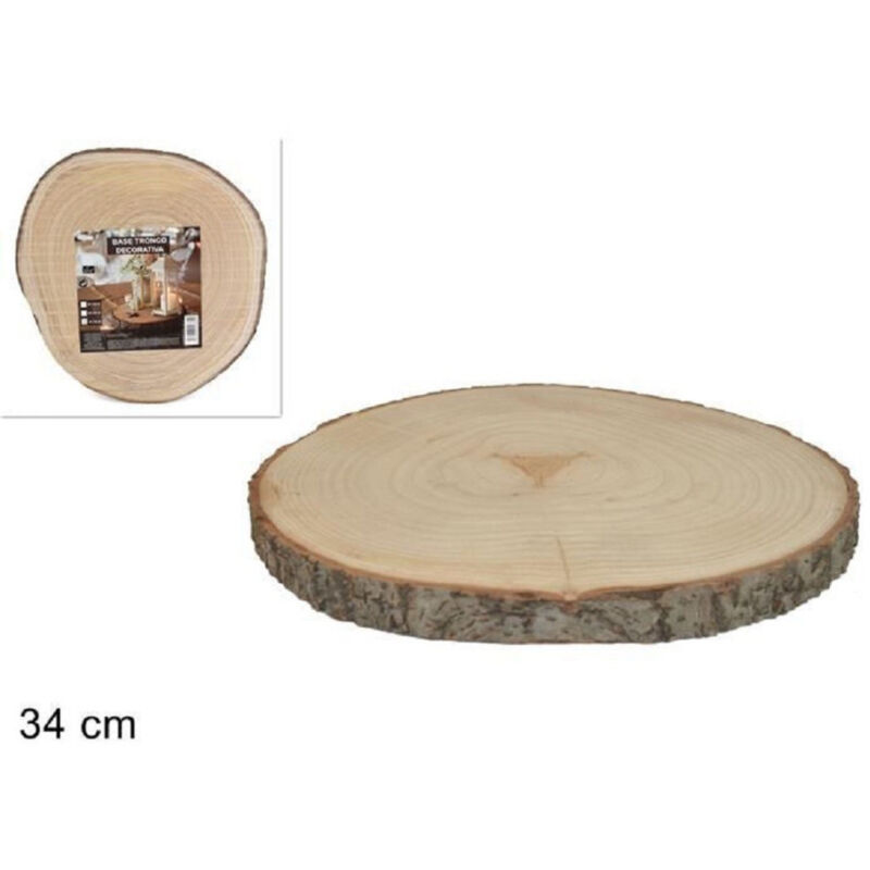 foto del prodotto trade shop traesio base tronco legno naturale decorativa disco per ornamento diametro 34 cm rotondo 