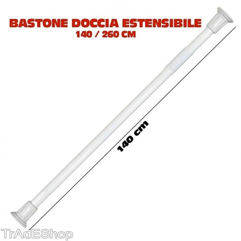 foto del prodotto trade shop traesio bastone asta telescopica per doccia tenda armadio estensibile da 140 a 260 cm 