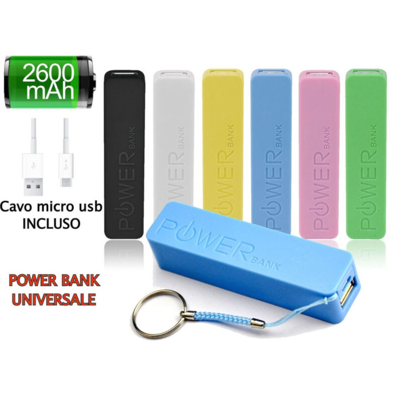 foto del prodotto trade shop traesio batteria esterna 2600 mah powerbank caricatore per smartphone tablet universale 