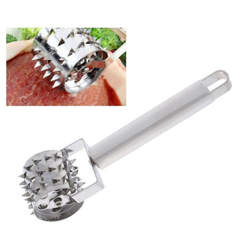 foto del prodotto trade shop traesio batticarne con rullo cucina batti fora carne con punte acciaio inox manzo maiale 