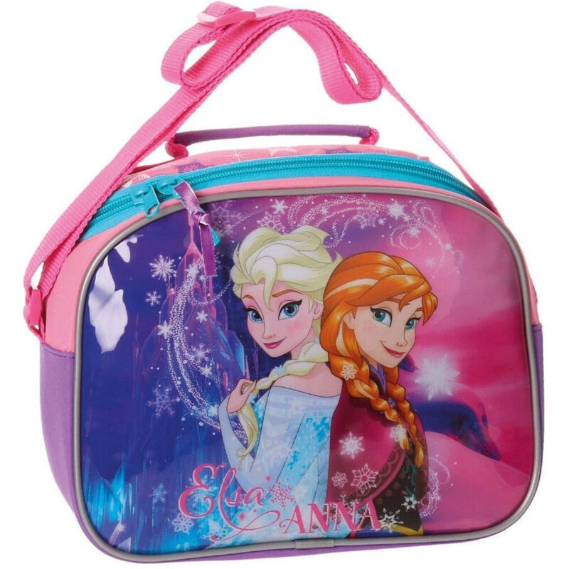 foto del prodotto trade shop traesio - beauty case da viaggio frozen cestino scuola elsa anna 25 cm rosa azzurro -