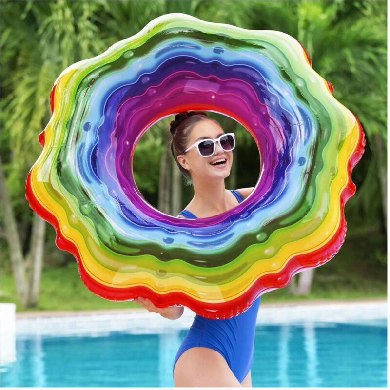 foto del prodotto trade shop traesio - bestway salvagente ciambella gonfiabile rainbow arcobaleno piscina nuoto mare -