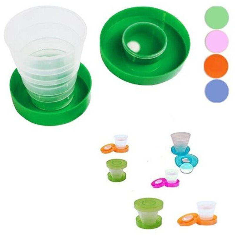 foto del prodotto trade shop traesio bicchiere tascabile richiudibile set 12 pz porta compresse plastica scuola idea 