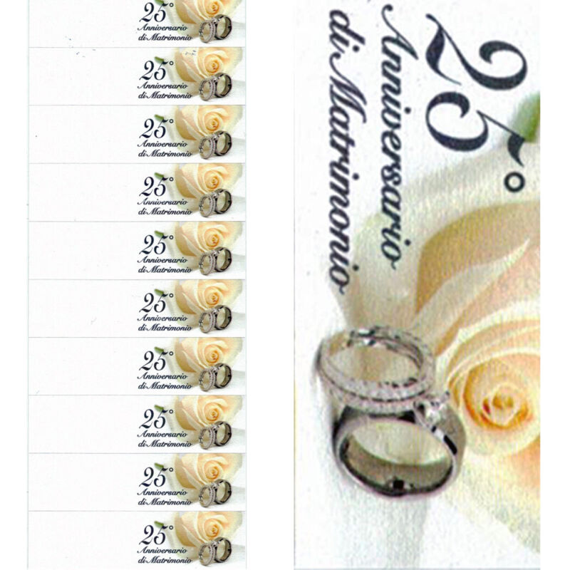 foto del prodotto trade shop traesio bigliettini bomboniere 25 anniversari matrimoni nozze stampabili pretagliati oro 