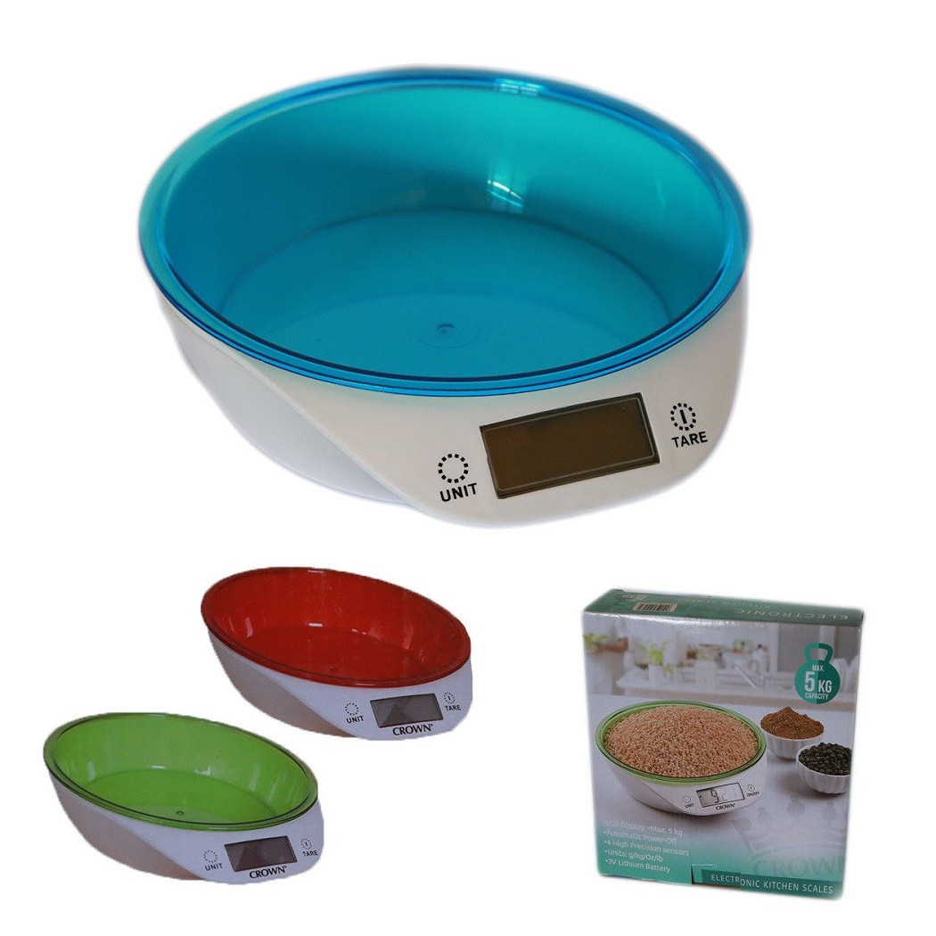foto del prodotto trade shop traesio bilancia da cucina digitale precisione da 1gr a 5kg con ripiano colorato tare 
