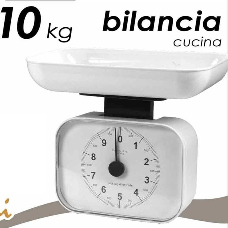 foto del prodotto trade shop traesio bilancia da cucina meccanica analogica rettangolare 10 kg colori assortiti 