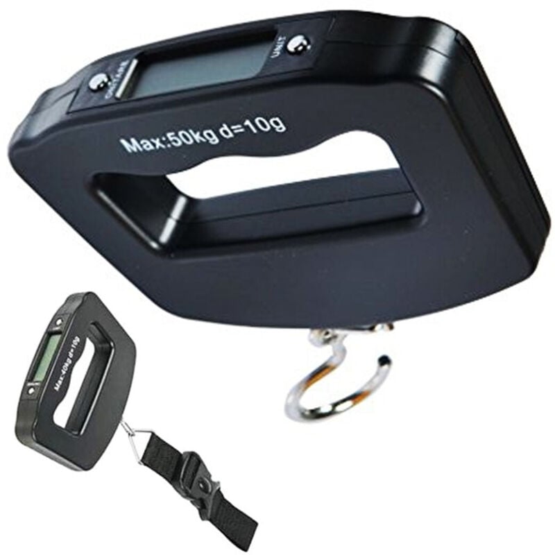 foto del prodotto trade shop traesio bilancia digitale con fascia max 50kg pesa bagagli mano valigie portatile 