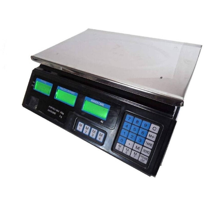 foto del prodotto trade shop traesio bilancia elettronica da banco pesa fino a 40kg display lcd retroilluminato 