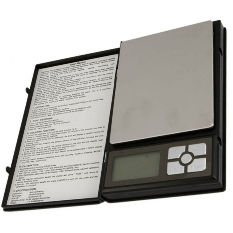 foto del prodotto trade shop traesio bilancia elettronica pieghevole notebook 11085 500g x 0.1g tascabile 90x115mm 