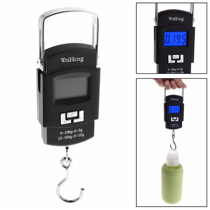 foto del prodotto trade shop traesio - bilancia portatile elettronica per pesca caccia pesa bagagli 50 kg wh-a08 -