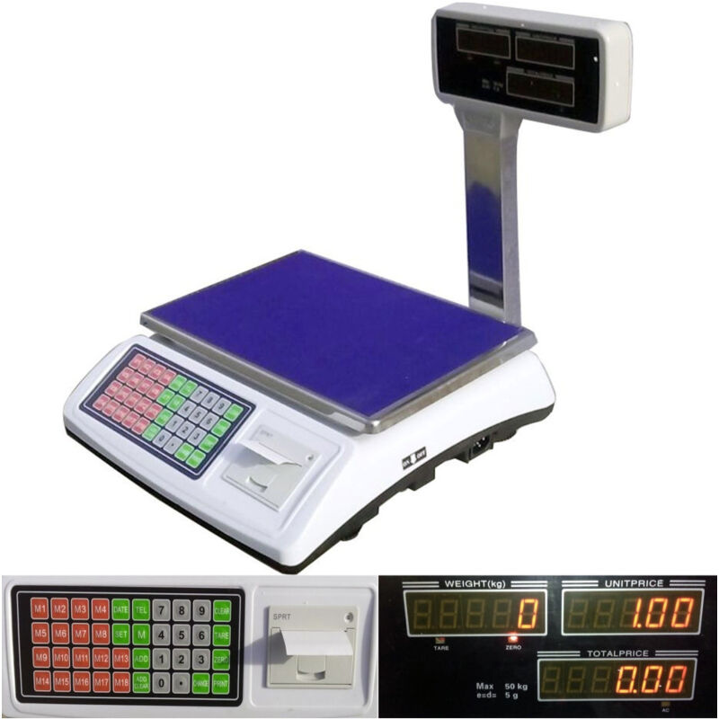 foto del prodotto trade shop traesio bilancia professionale da banco digitale max 50kg 5 gr con display con scontrino 