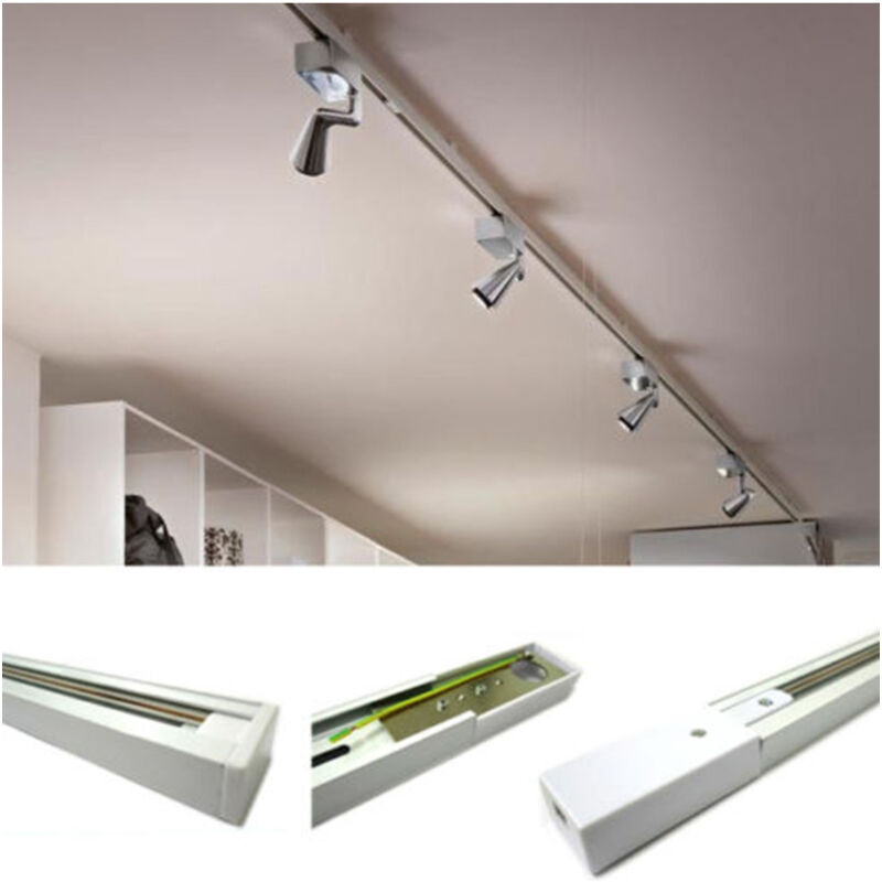 foto del prodotto trade shop traesio binario led monofasico bianco per faretti guida track fari a led cob 220v metro 100 cm 
