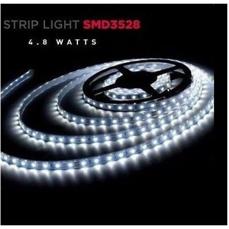 foto del prodotto trade shop traesio bobina striscia led 3528 flessibile 5m adesiva luce bianca interno esterno ip65 