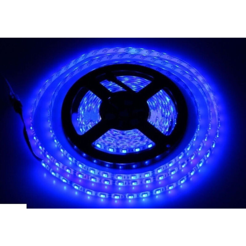 foto del prodotto trade shop traesio bobina striscia led 5050 flessibile 5 mt adesiva luce interno esterno ip65 strip blu 