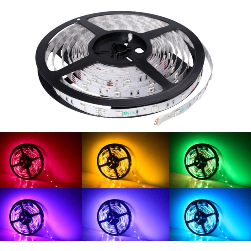 foto del prodotto trade shop - traesio - bobina striscia led 5050 flessibile 5 mt adesiva luce interno esterno ip65 strip - -rgb -