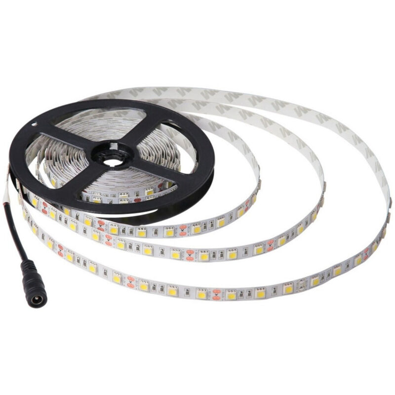 foto del prodotto trade shop traesio - bobina striscia strip led 5050 flessibile 5m adesiva luce interno esterno ip65 - -bianco naturale -