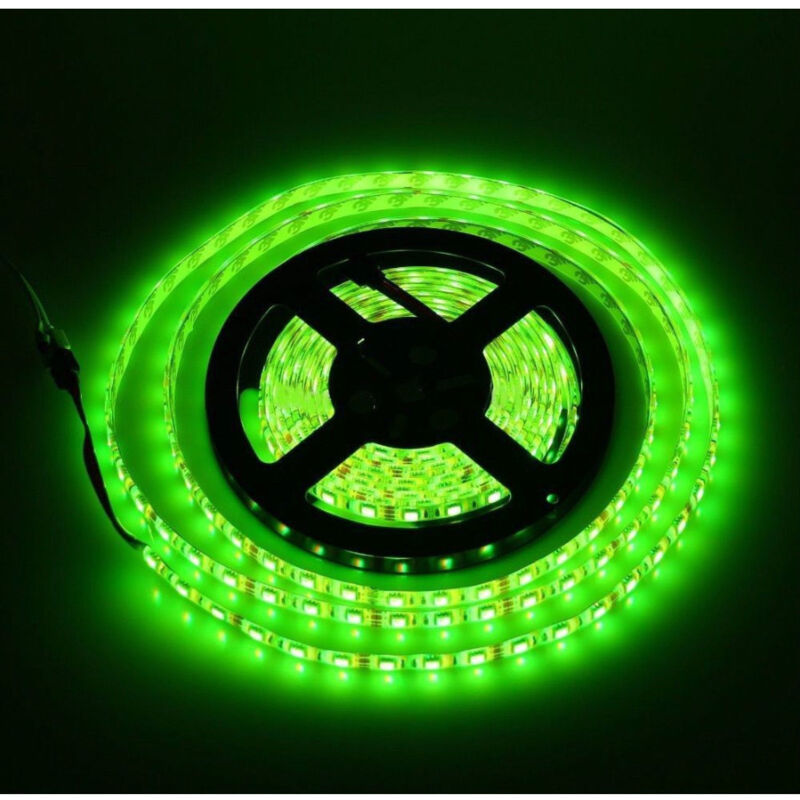 foto del prodotto trade shop traesio bobina striscia strip led 5050 flessibile 5m adesiva luce interno esterno ip65 verde 