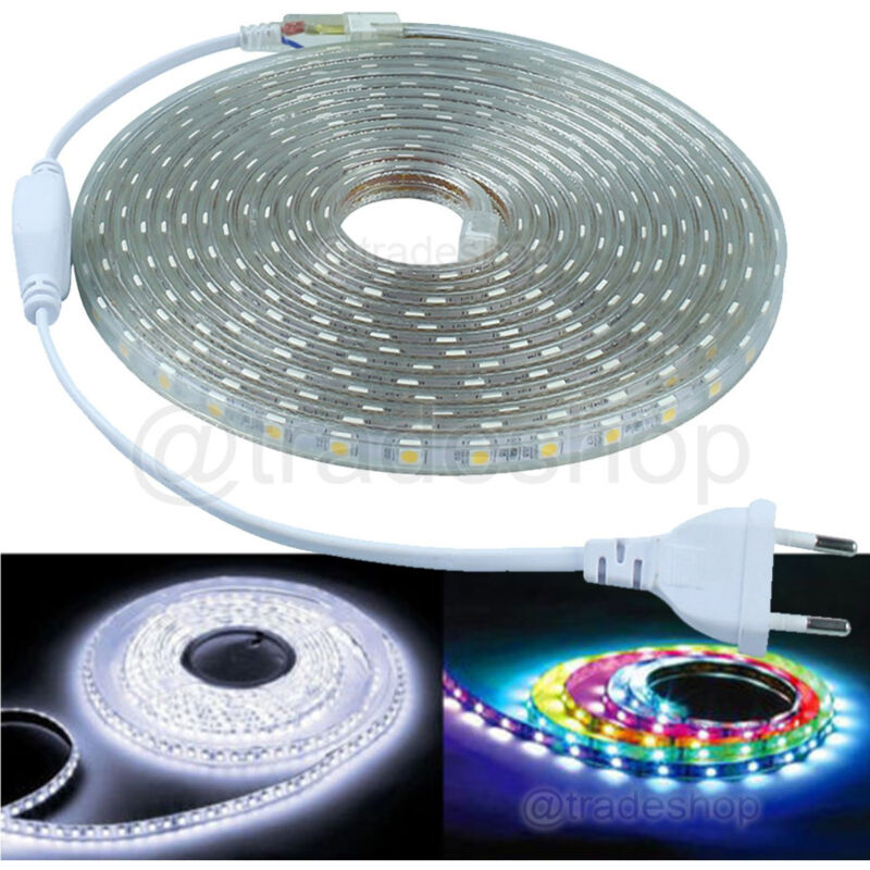 foto del prodotto trade shop traesio bobina striscia strip led 5050 flessibile profilo silicone 5m 10m luce esterno rgb 5 mt 
