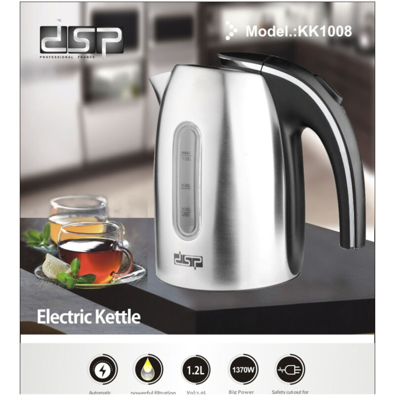 foto del prodotto trade shop traesio bollitore elettrico a caraffa da 1,2lt in acciaio inox per te e infusi 1370w 