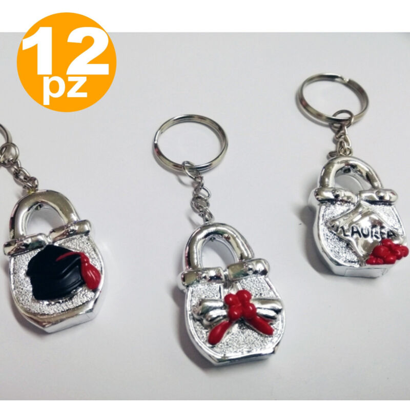 foto del prodotto trade shop traesio bomboniere lucchetto argento x laurea metallo portafortuna confetti portachiavi 