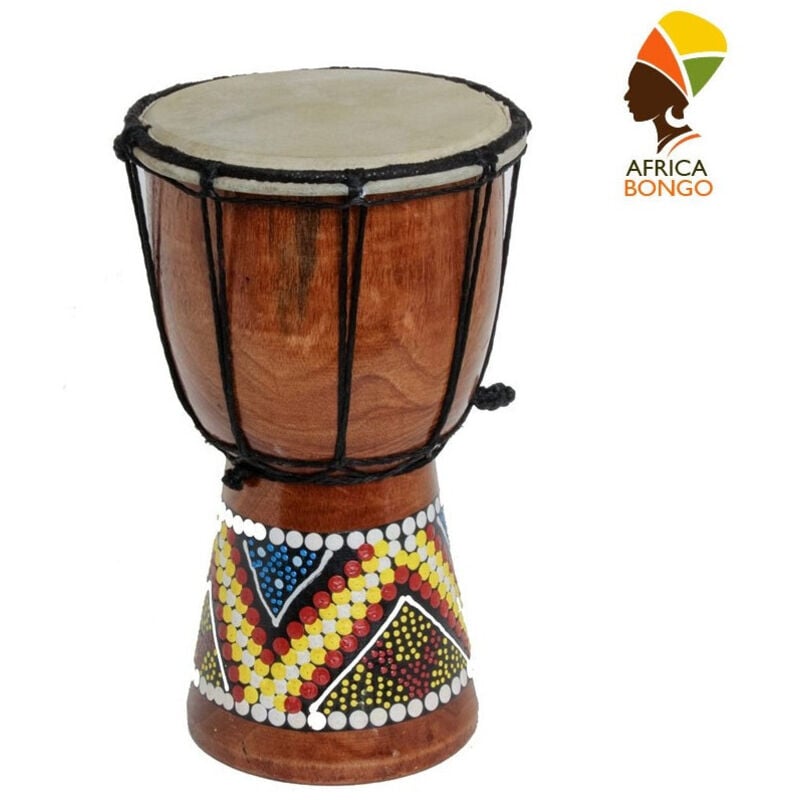 foto del prodotto trade shop traesio bongo in legno decorativo africano tamburo arredamento altezza 19 x diametro 12 