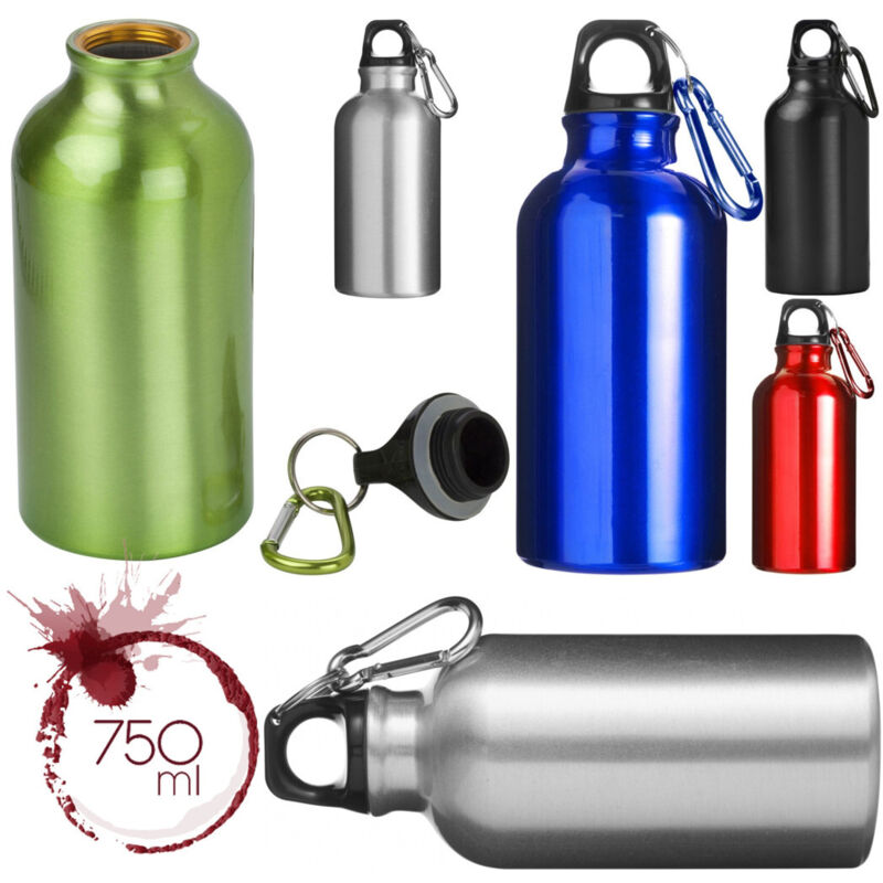 foto del prodotto trade shop traesio borraccia bottiglia alluminio 750ml sport lavoro scuola viaggi con moschettone 