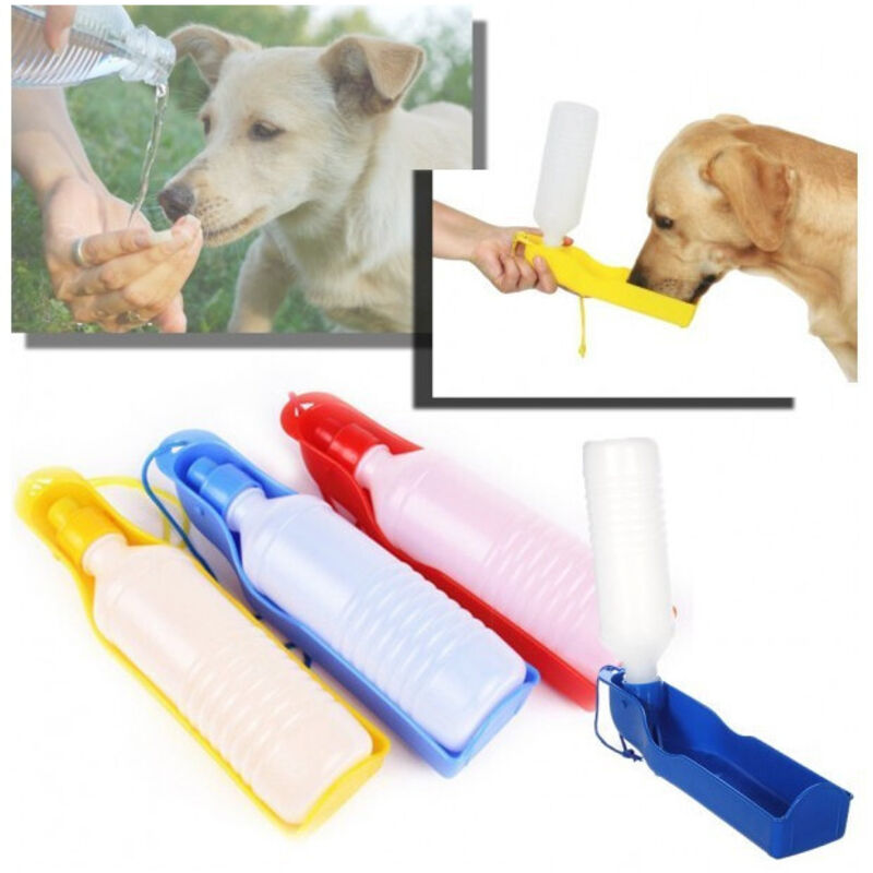 foto del prodotto trade shop traesio borraccia con scodella portatile per cani gatti bottiglia salvagoccia 300ml 