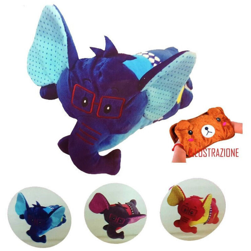 foto del prodotto trade shop traesio - borsa acqua calda elettrica scaldino scalda mani corpo letto peluche elefante -