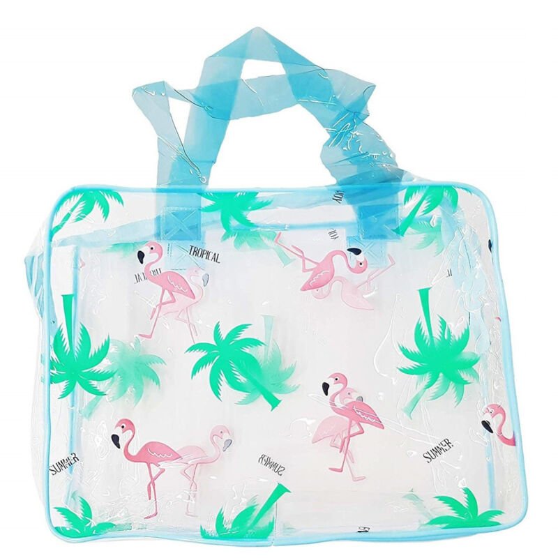 foto del prodotto trade shop traesio borsa borsetta azzurro fenicottero trasparente organizzatore portaoggetti 