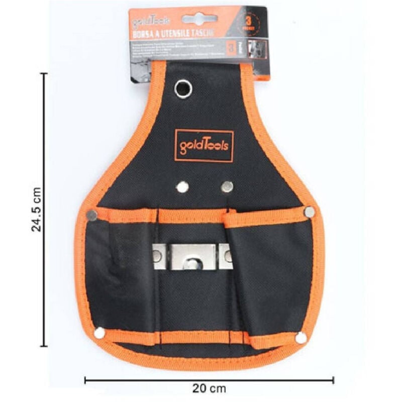 foto del prodotto trade shop traesio borsa porta utensili 3 tasche da cintura marsupio per attrezzi da lavoro 