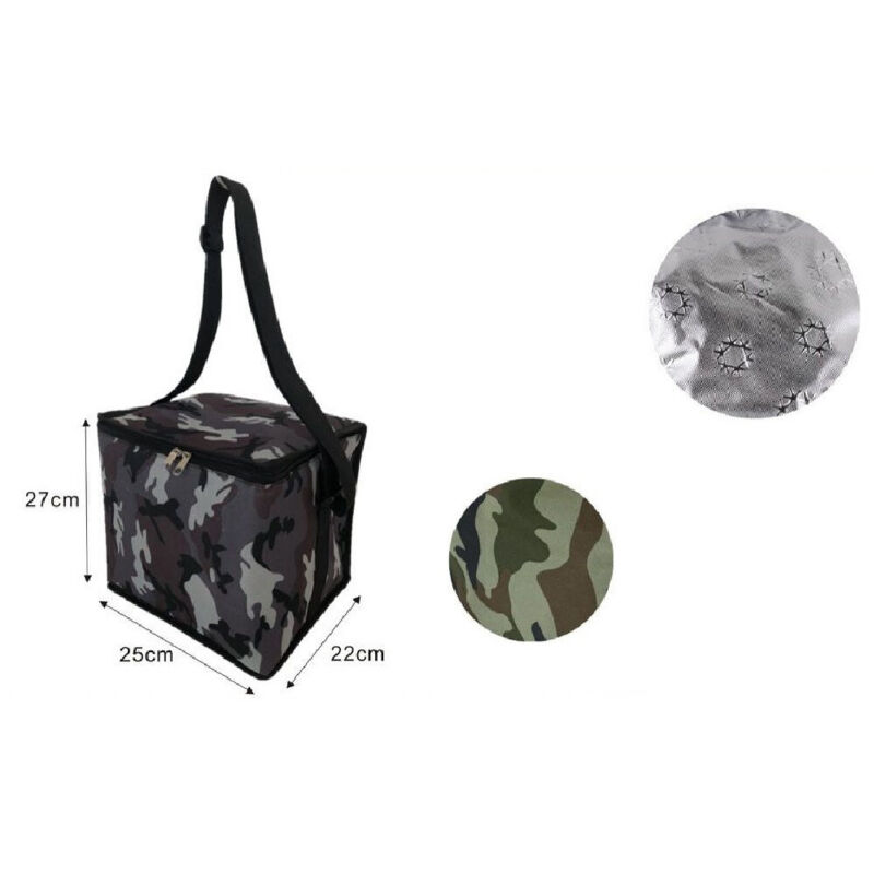 foto del prodotto trade shop traesio borsa termica fantasia militare 15 lt 27x22x25cm per mare campeggio picnic 12812 