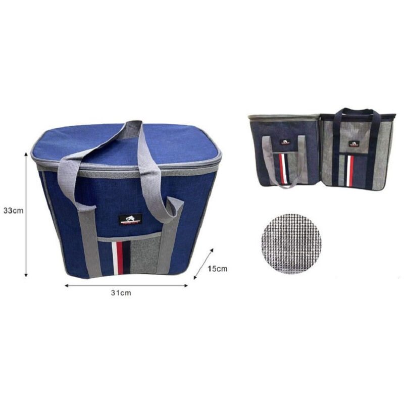 foto del prodotto trade shop traesio borsa termica frigo bicolor 31x15x33 cm 14 lt porta alimenti spiaggia mare 12817 