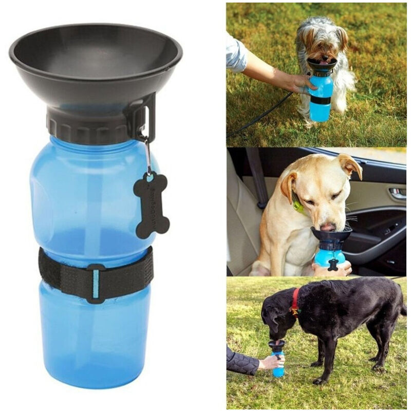 foto del prodotto trade shop traesio bottiglia dispenser acqua 400 ml cane cani gatto gatti con ciotola da viaggio 