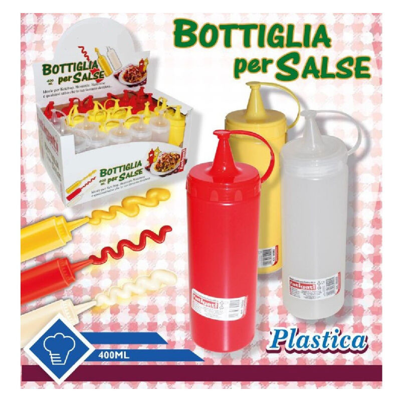 foto del prodotto trade shop traesio bottiglia in plastica per salse ketchup maionese condimento pub bar casa 400 ml 